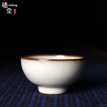 Gong Bingming Longquan Celadon Gongfu tea set Puer tea master cup Single cup thin tire Ge Kiln Purple Mouth iron foot tea pot