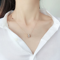 Korean white fritillary round shell joker sweater chain Long money chain Clavicle chain Rose gold 18K does not fade