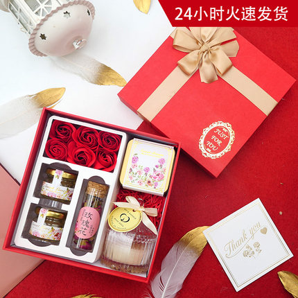 成品礼盒结婚礼喜糖盒伴手礼香薰烛商务公司满月皂花伴手礼品网红