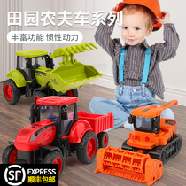 Childrens toy car farmer truck tractor model transporter harvester boy inertia simulation car excavator