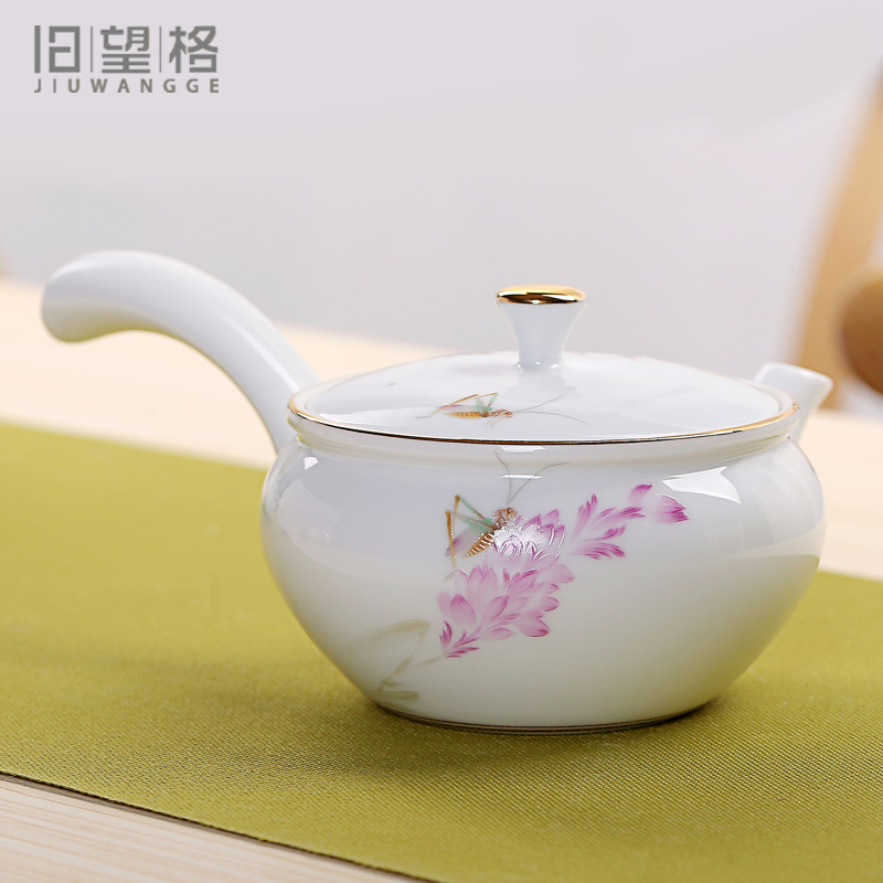 Old &, ceramic kung fu tea set Japanese side pot of pure and fresh and contracted white porcelain paint teapot tea, single pot