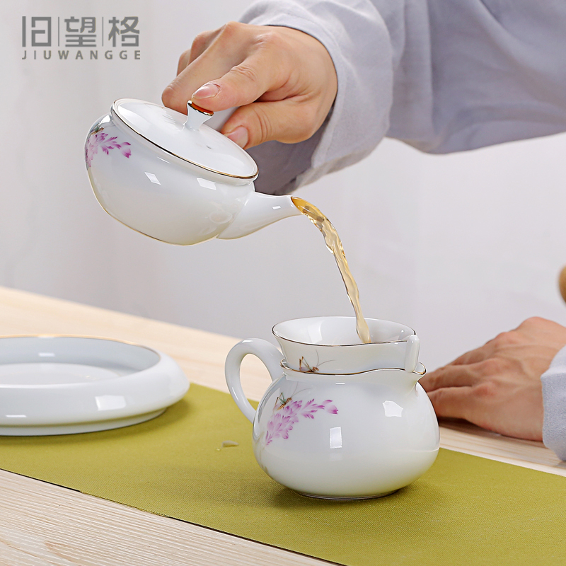 Old &, ceramic kung fu tea set Japanese side pot of pure and fresh and contracted white porcelain paint teapot tea, single pot