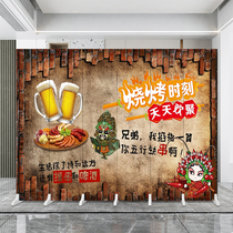 Custom screen partition wall barbecue hot pot grilled fish folding mobile hotel restaurant blocking decorative folding screen