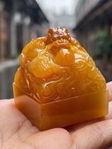 Shoushan Stone Seal Fields Yellowstone Pendulum Pieces of Lao Shiyaan Green Chapter Chicken Blood Handlebar Seal Engraving and calligraphy Name Chapter