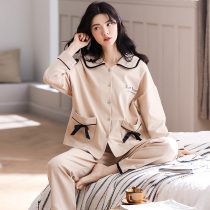 Pajamas womens 2021 new spring and autumn pure cotton long-sleeved large size princess style can be worn outside the girls home service suit