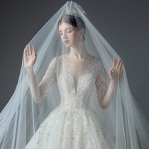 French main wedding dress 202021 new bride high-end super fairy quality v-neck trailing high-end sense of court style