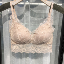 European station eyelash lace sexy bandeau base suspender Womens thin soft cup without rims gathered bra summer