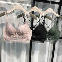 V-neck sexy lace beauty back bra without rims Small chest gathered underwear on the collection of sub-milk thin bra