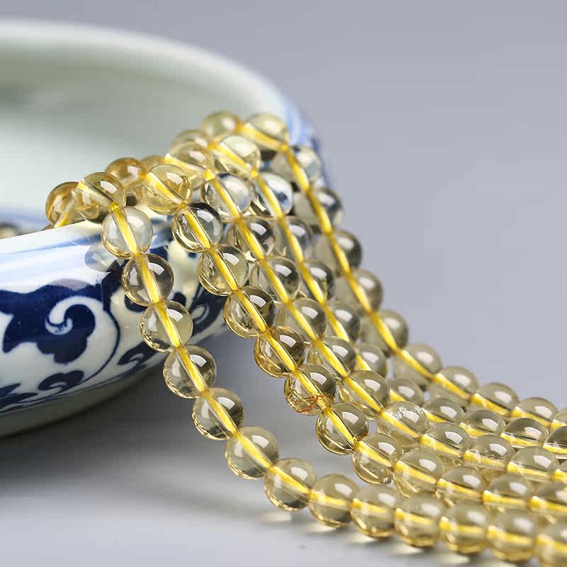 diy手工饰品配件 巴西进口天然黄水晶 淡黄色散珠圆珠半成品包邮_7折