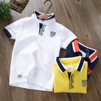 Boys' Short Sleeve T-Shirt 2022 Summer Baby Kids Pure Cotton Flap Collar Half Sleeve Top Middle Large Kids Beaded Cotton Polo Shirt