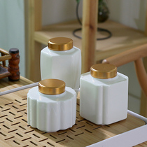 White Porcelain Tea Set Household Day Style Mini small number Ceramic Tank Seal Tank Large Tea Jar Tea Storage Tank Tea Bin