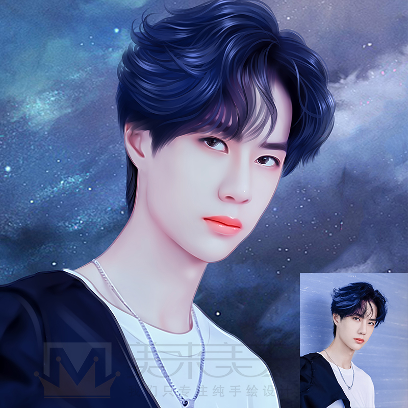 live-action hand-painted photo avatar q version hand-painted comic cartoon portrait custom ps original logo design