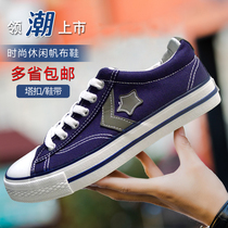 Double star canvas shoes men and women with Joker Korean casual shoes student flat shoe Tower buckle trendy shoes