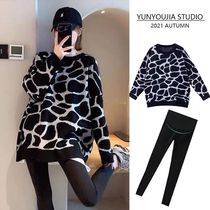 Pregnant women Spring and Autumn New style 2021 fashion set winter knitwear sweater loose sweater pregnant women dress