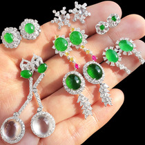 Emerald Ear Nail Girl Ice Seed GREEN EARRINGS EARRINGS EARRINGS EARRINGS EARLINE EARRINGS EAR HOOK BUTTONS 18K INLAY BARE STONE