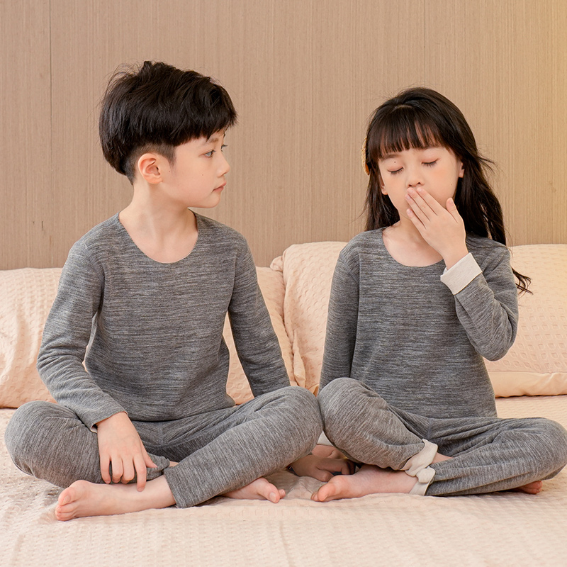 儿童新款蚕丝内衣套装德绒男女孩秋衣秋裤保暖内衣秋冬睡衣家居服