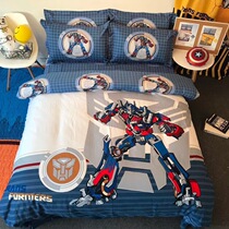 Children quilt cover sheets thickened pure cotton beds Four pieces of cartoon Cartoon Cartoon superman All cotton Boy 1 2m Three sets