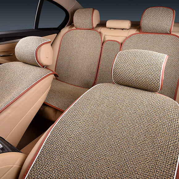 汽车坐垫四季通用免捆绑亚麻夏季座垫套