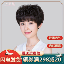 Wig female short hair short curly hair middle-aged and old really send mother full head set of real hair silk natural wig set