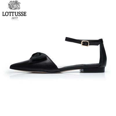 【新款】LOTTUSSE/乐途仕 真皮手工蝴蝶结芭蕾舞尖头女皮鞋 S9495