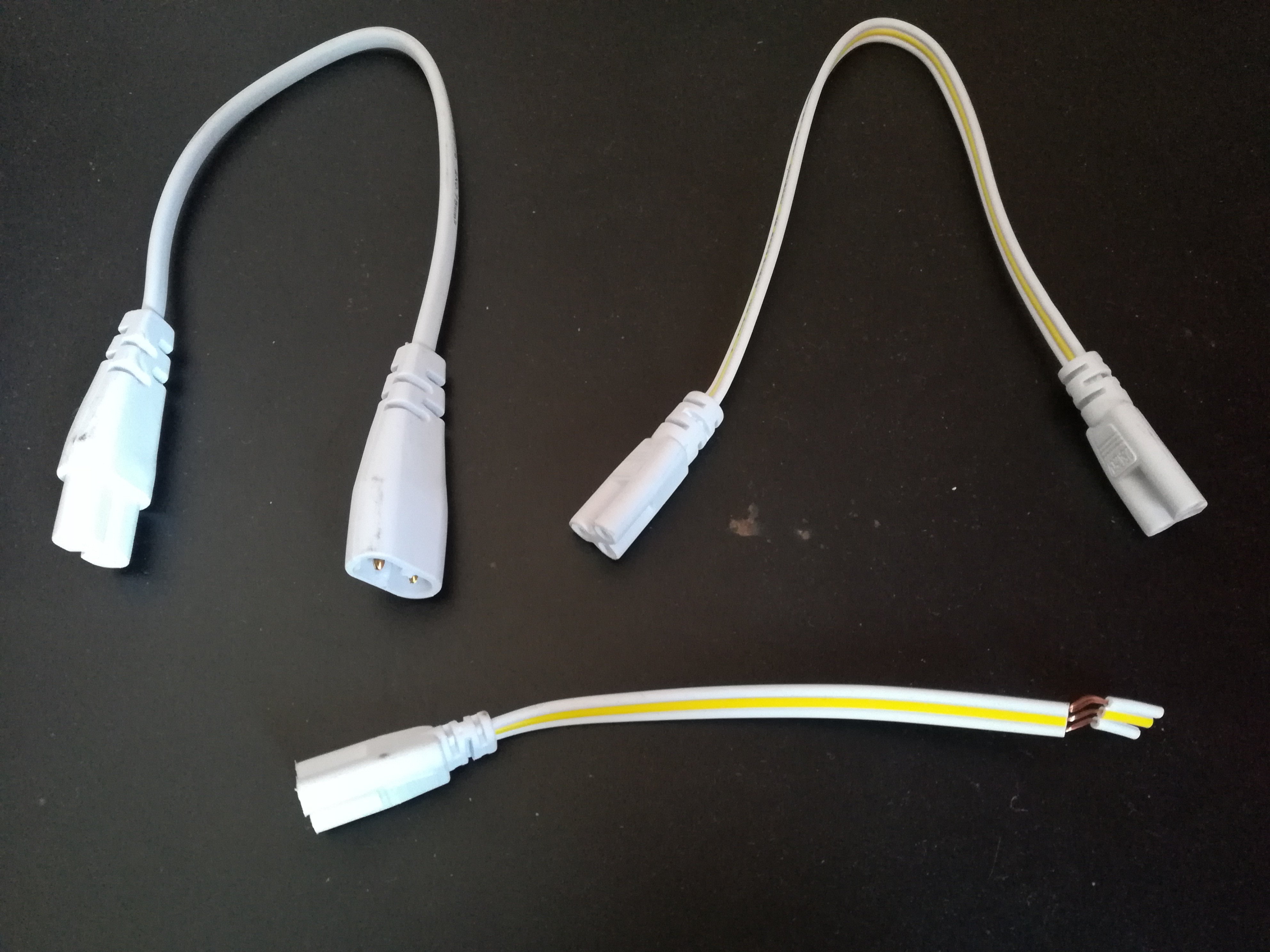 t4t5t8双插头led灯管一体化连接线三雄欧普灯管接头转接头拐角插