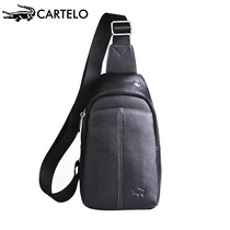 Cardiff Alligator Men's Chest Bag Summer Leather Belt Shoulder Bag Korean Style Casual Cowhide Crossbody Small Backpack