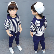 Childrens clothing boys autumn suit 2021 new autumn childrens stripes sports two-piece boy foreign tide clothes