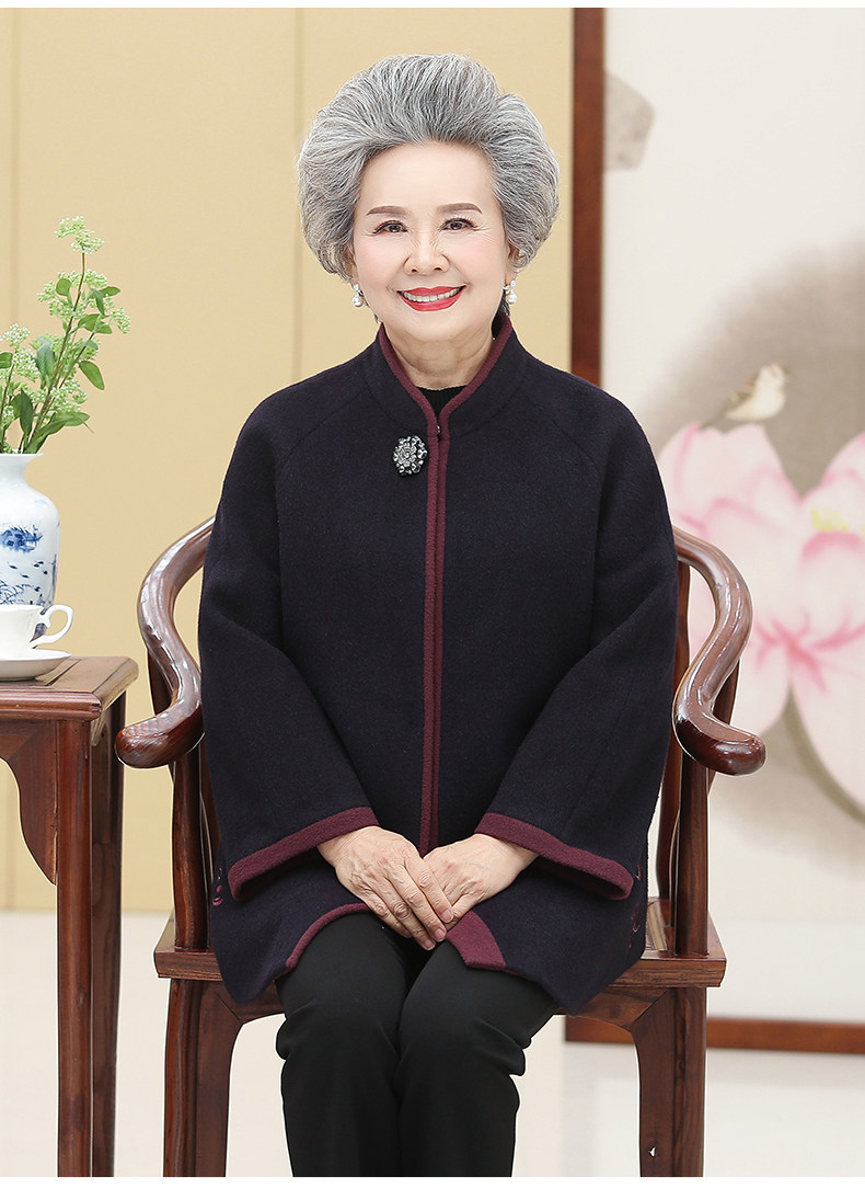 中老年人秋装女奶奶装毛呢外套老太太老人衣服外婆妈妈秋冬装上衣