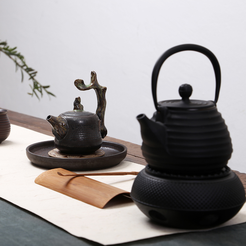 Hong bo acura coarse pottery Japanese tea ware teapot trunk handle ceramic tea set coarse imitation ceramic POTS kung fu chai up