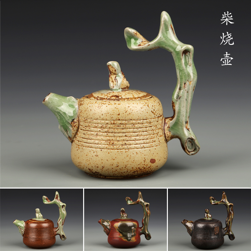 Hong bo acura coarse pottery Japanese tea ware teapot trunk handle ceramic tea set coarse imitation ceramic POTS kung fu chai up