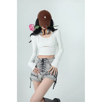 Aunt Barbie Two Long Sleeves Blouse Women 2022 Early Spring New Hot Girl Outside Wearing Hanging neck Bottomed Knit