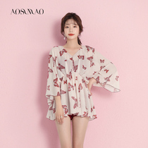 Split swimsuit female summer conservative thin belly cover belly 2021 new hot spring fairy fan small chest skirt swimsuit women