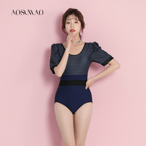 Swimsuit womens one-piece belly thin 2021 new hot spring small chest conservative cover meat Korean ins swimsuit women