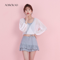 Swimsuit female summer split Conservative belly thin soak hot spring 2021 new three-piece small chest skirt swimsuit