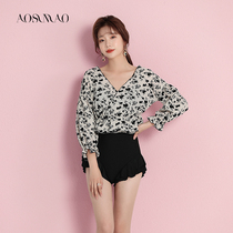 One-piece swimsuit women 2021 New thin belly cover conservative small breasts gather hot spring two-piece swimsuit women