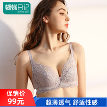 Butterfly Diary Underwear Women Ultrathin Anti-Bump Sexy Lace No Sponge Bra Thin summer Large breasted bra with small bra