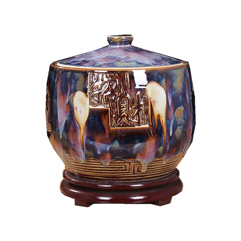 Jingdezhen ricer box with covering cylinder barrel ceramics home 20 jins 30 jins of 50 kg moisture contained storage tank