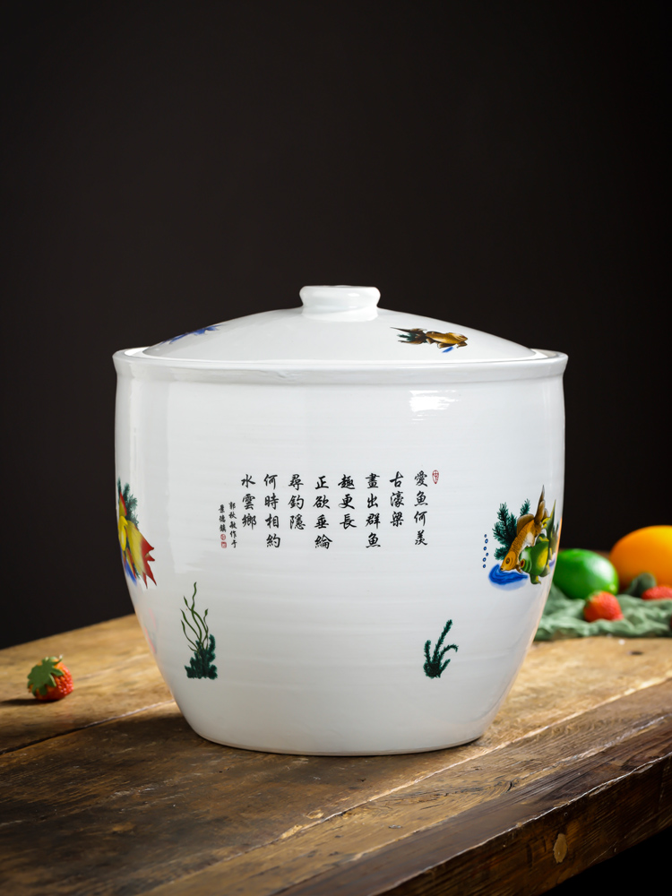 Jingdezhen ceramic barrel with cover loading ricer box 10 jins home 20 jins insect - resistant moistureproof mildew store meter box, meters as cans