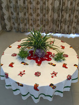 Christmas Cartoon Pure Cotton Heating Tablecloth Kitchen Restaurant Festival Gift Round Table Rectangular Table Decoration Fabric