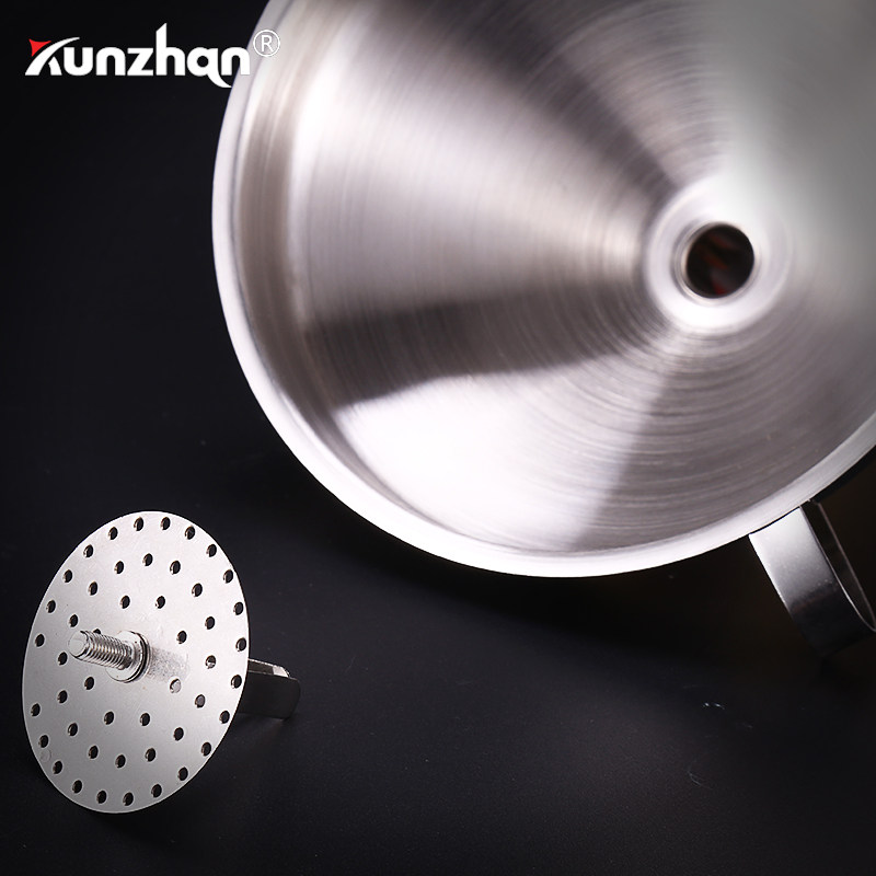 kunzhan stainless steel funnel household oil leakage large, medium and small size oiler liquor dispenser large diameter with filter screen