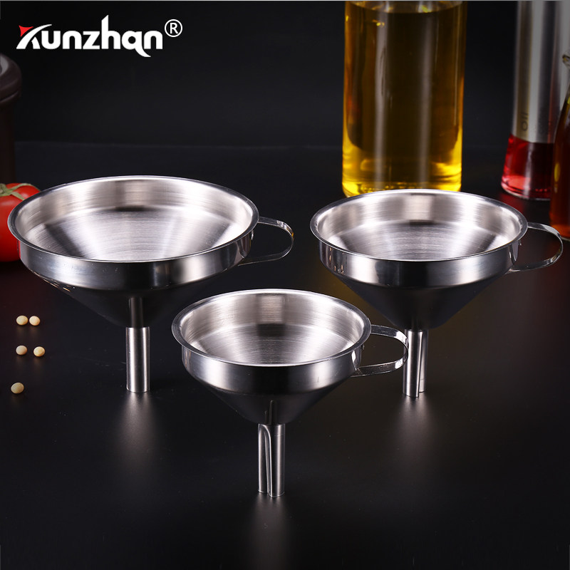 kunzhan stainless steel funnel household oil leakage large, medium and small size oiler liquor dispenser large diameter with filter screen