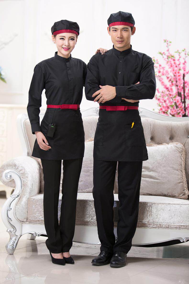 半身短款制服防污 酒店饭店餐厅餐饮酒吧服务员工作服围裙男女