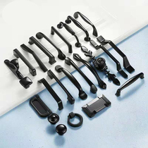 American kitchen cabinet drawers Ming loaded single-hole invisible handle Nordic modern minimalist black cupboard wardrobe handle