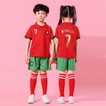 Portugal 7C Luo childrens football suit set Boy training team uniform custom kindergarten baby Jersey
