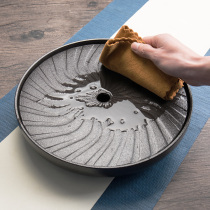 Kung Fu dry bubble small tea table tea set tea tray round living room ceramic household Tea Sea simple Tea Sea black pottery