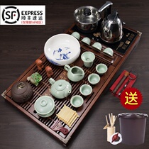 Tea set set home kung fu tea simple modern solid wood tea tray tea table living room four in one tea tea ceremony Tea Sea