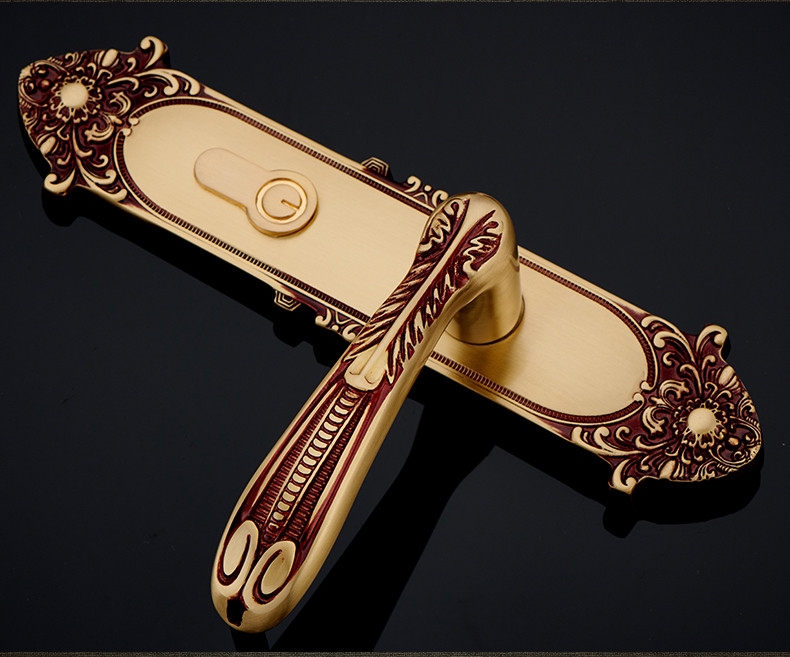 格林美域欧式门锁纯铜仿古室内门锁 全铜实木门锁别墅卧室房门锁_5折