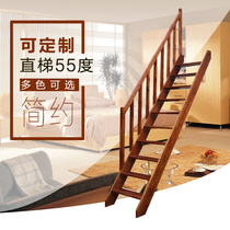 Custom straight ladder solid wood staircase corner rotating duplex loft villa home split-level simple climbing ladder
