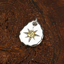 Bull blunt Takaqiao bird point gold ray knocking on silver cake pendant 925 pure silver hand - made silver couple custom Japan and Korea