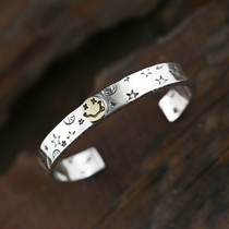 Cattle blunt Seiko amp face bracelet amp japan925 silver playful smiley face graffiti bracelet personality male and female